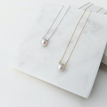Load image into Gallery viewer, Alison Japanese Saltwater Pearl with CZ Gems Necklace
