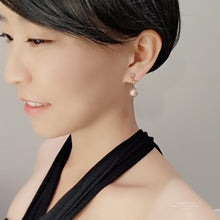 Load image into Gallery viewer, Clarissa Swarovski Crystal Pearl with Rhombus Charm Earrings