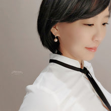 Load image into Gallery viewer, Clarissa Swarovski Crystal Pearl with Rhombus Charm Earrings