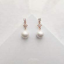 Load image into Gallery viewer, Priscilla Marshmallow Pearl & Rhombus Charm Earring