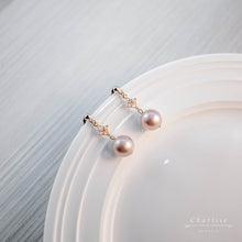 Load image into Gallery viewer, Clarissa Swarovski Crystal Pearl with Rhombus Charm Earrings