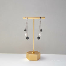 Load image into Gallery viewer, Amber Swarovski Crystal Balls With Japanese Freshwater Pearl Earrings