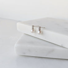 Load image into Gallery viewer, Annie Freshwater Pearl with CZ Gems Mini Style Earrings