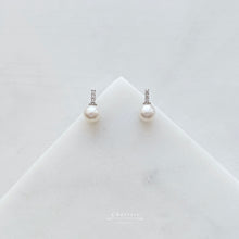 Load image into Gallery viewer, Annie Freshwater Pearl with CZ Gems Mini Style Earrings