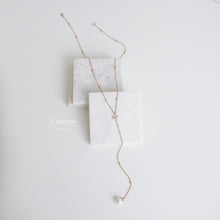 Load image into Gallery viewer, Kaitlyn Marshmallow Pearl & CZ Diamond Double Layer Long Necklace