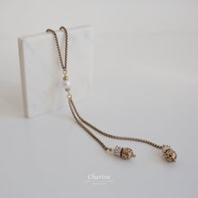 Load image into Gallery viewer, Isabella Arabian Brass Leaf Beads with Marshmallow Pearls Sweater Necklace