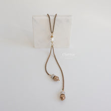 Load image into Gallery viewer, Isabella Arabian Brass Leaf Beads with Marshmallow Pearls Sweater Necklace