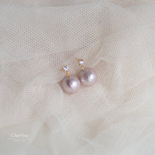 Load image into Gallery viewer, Angelina Lavender Japanese Marshmallow Pearl Earrings
