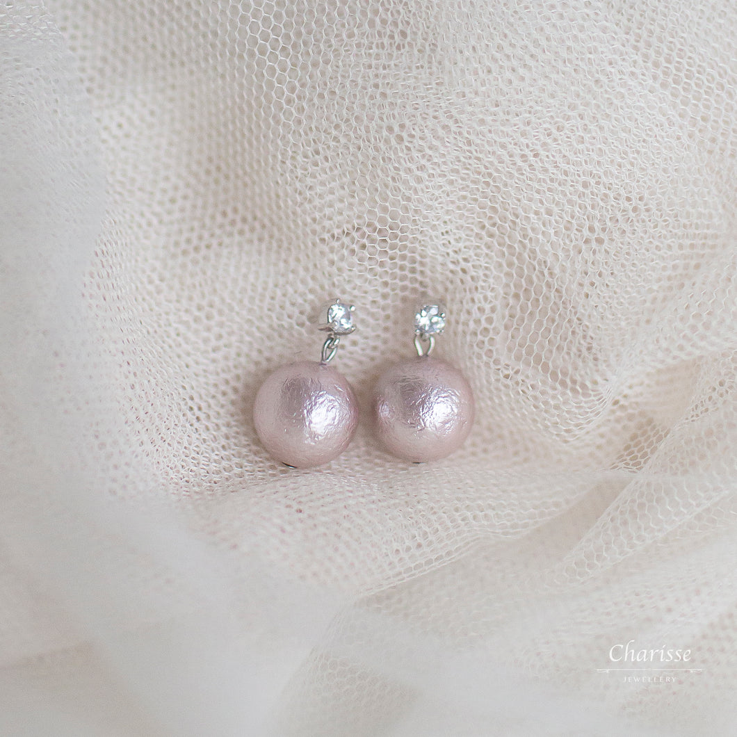 Angelina Lavender Japanese Marshmallow Pearl Earrings