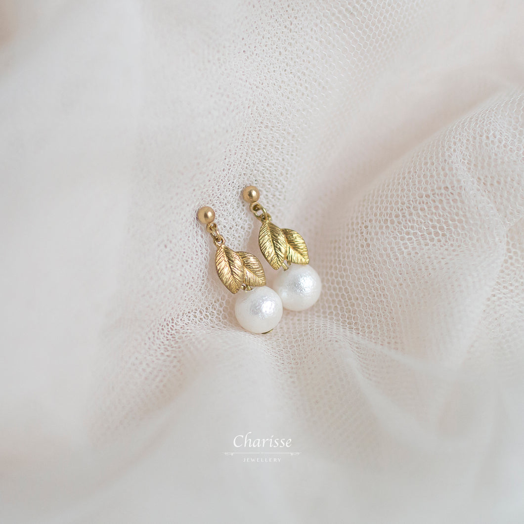 Kimberly Gold Leaf Set w/ CZ Diamond Earrings