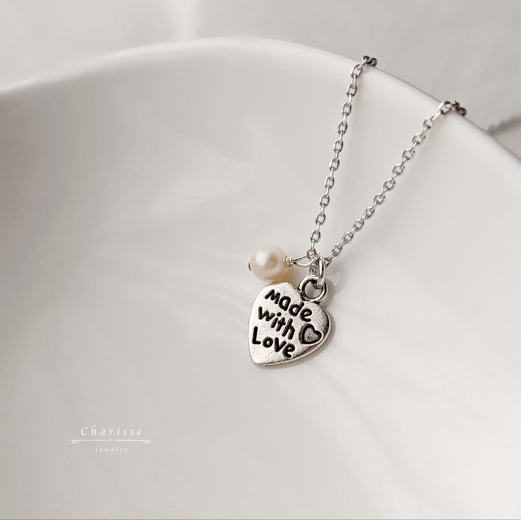 Gracie Silver Heart w/ Swarovski Crystal Necklace