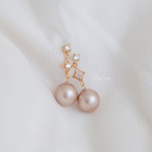 Load image into Gallery viewer, Clarissa Swarovski Crystal Pearl with Rhombus Charm Earrings
