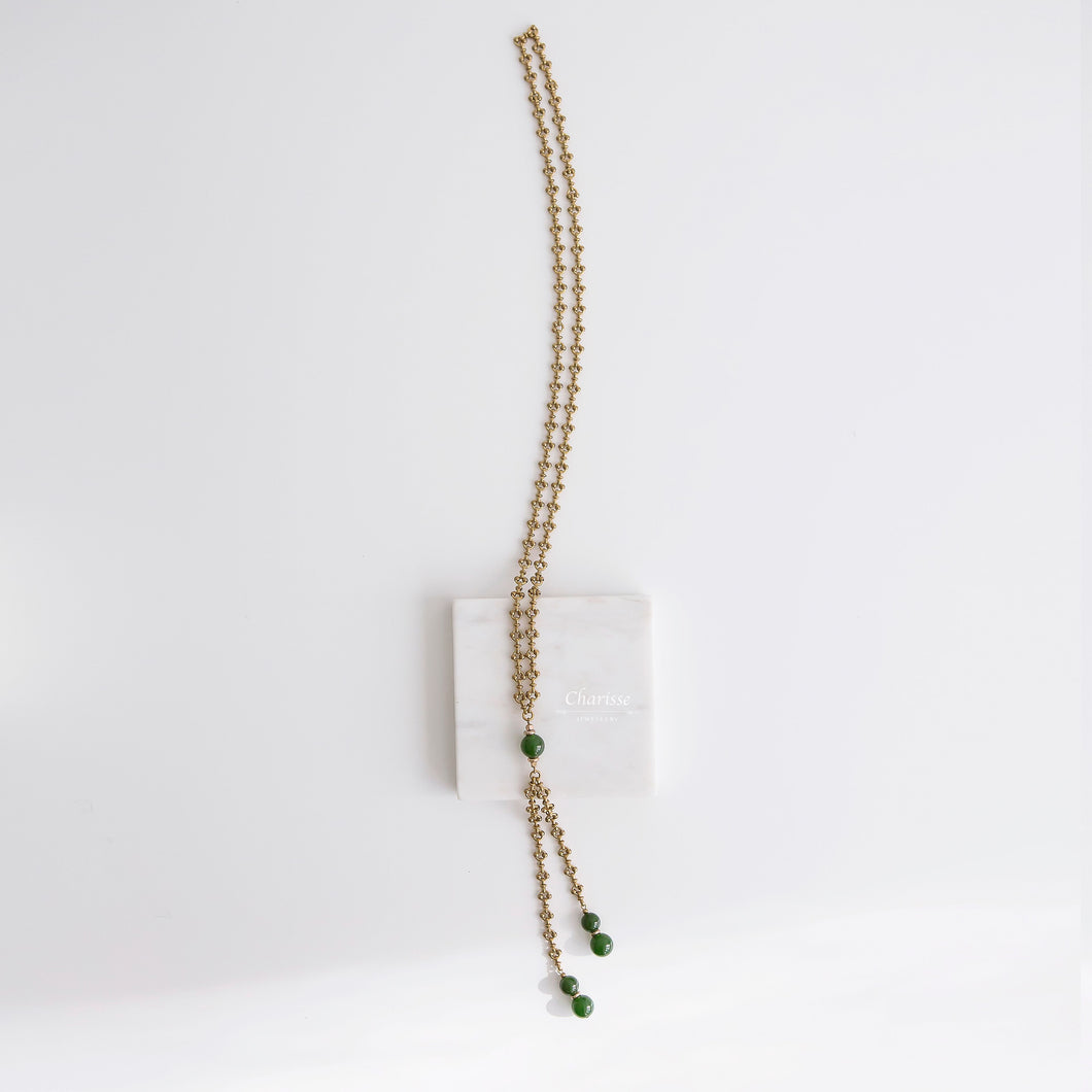 Debby Classical Green Jade Long Necklace