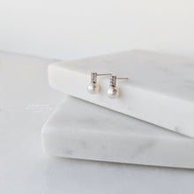 Load image into Gallery viewer, Annie Freshwater Pearl with CZ Gems Mini Style Earrings
