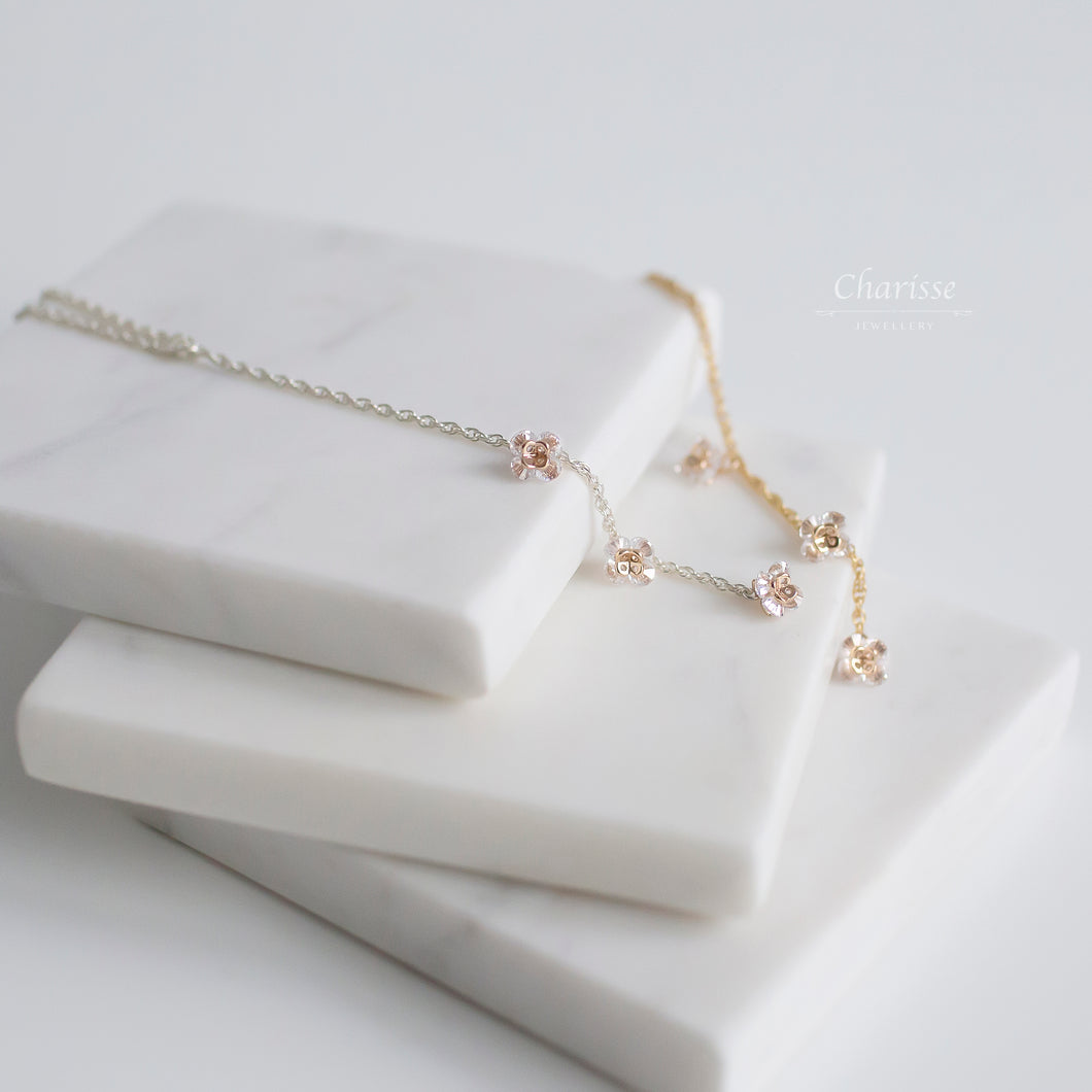 Emily CZ Diamond Petunia Y Style Necklace