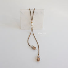 Load image into Gallery viewer, Isabella Arabian Brass Leaf Beads with Marshmallow Pearls Sweater Necklace
