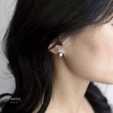 Load image into Gallery viewer, Lydia Japanese Aurora Madara Pearl with CZ Diamond Stud Earrings

